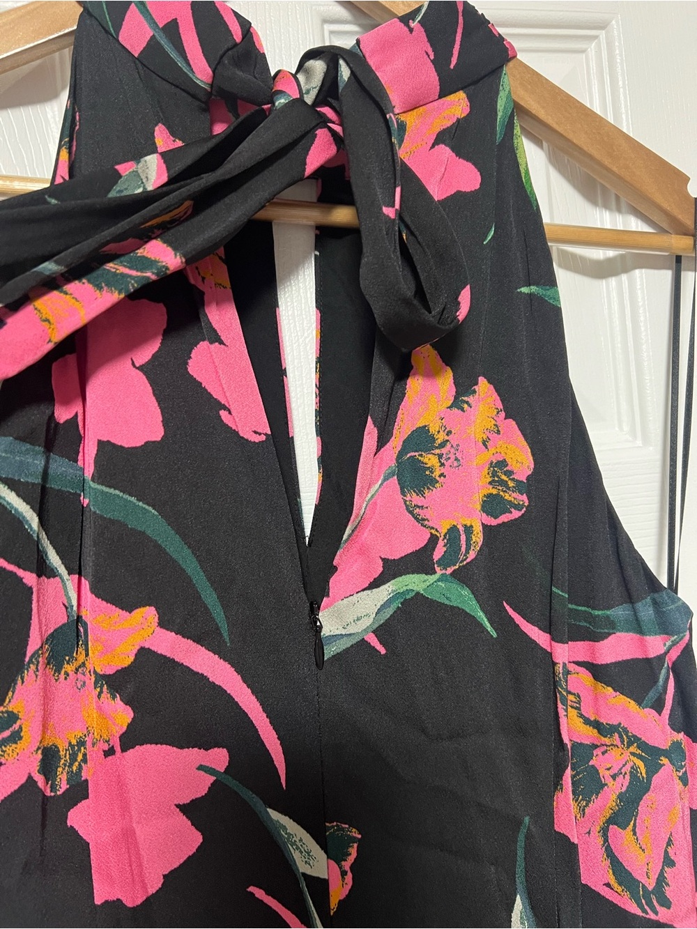 Milly Adrian Floating Botanica Floral Halter Midi Dress Black Pink Size 8 - Picture 6 of 9